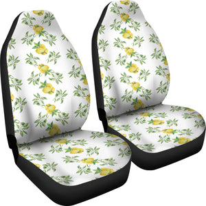 White With Lemon Pattern Car Seat Covers Set of 2