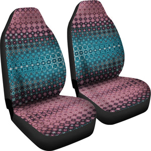 Watercolor Boho Car Seat Covers Set Pink Blue and Teal