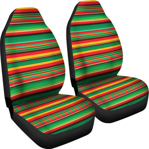 Rasta Colored Serape Striped Car Seat Covers Set