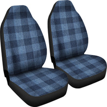 Load image into Gallery viewer, Blue Faux Denim Buffalo Plaid Car Seat Covers Seat Protectors
