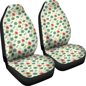 Cactus and Succulent Pattern Car Seat Covers Cream Light Pattern