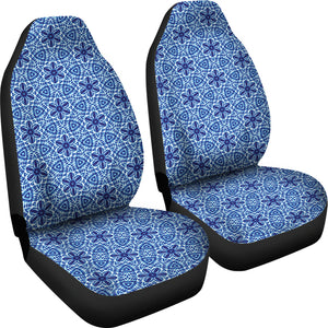 Blue Boho Flowers Shibori Dye Car Seat Covers