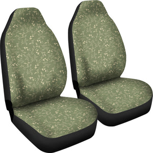 Green and Cream Leaves Pattern Car Seat Covers Set