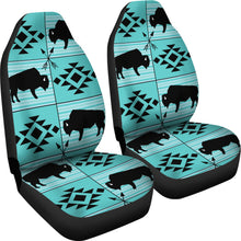 Load image into Gallery viewer, Turquoise and Black Ethnic Buffalo Tribal Pattern Car Seat Covers
