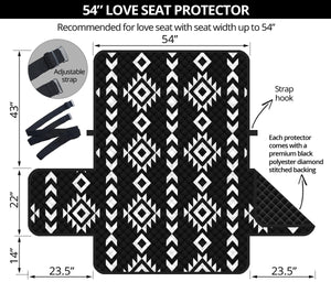 Black and White Ethnic Tribal Pattern 54" Loveseat Sofa Protector Couch Slipcover