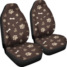 Load image into Gallery viewer, Dog Love In Brown With Dog Paws, Bones and Hearts Pattern Car Seat Covers
