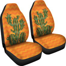 Load image into Gallery viewer, Orange and Green Ombre Chevron Cactus Design Car Seat Covers Set
