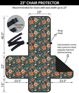 Floral Pattern Orange Peach and Teal Furniture Slipcovers