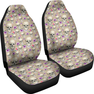 Tan With Skulls and Roses Car Seat Covers