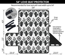 Load image into Gallery viewer, Black and White Boho Cactus Tribal Pattern Loveseat Slipcover Protector For Up To 54&quot; Couches

