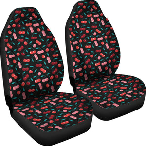 Black With Pink and Red Cherry Pattern Car Seat Covers Set
