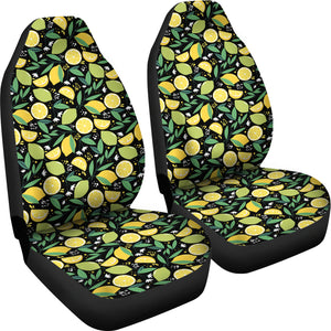 Black With Lemon Lime Citrus Pattern Car Seat Covers Set