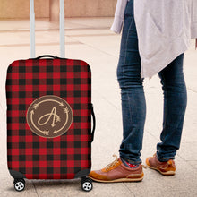 Load image into Gallery viewer, Red Buffalo Plaid A Monogrammed Luggage Cover
