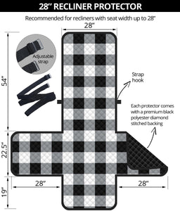 Buffalo Check Recliner Slipcover Protector 28" Seat Width In Black, White and Gray