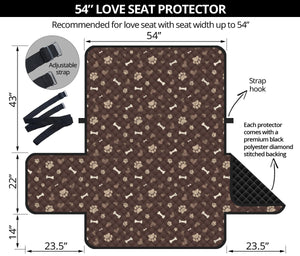 Brown With Dog Pattern, Paw Prints Bones Furniture Slipcovers Protectors