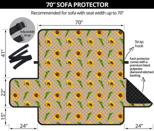 Tan With Rustic Sunflower Pattern 70" Sofa Couch Cover Protector