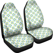 Load image into Gallery viewer, White With Green Retro Hippie Flower Pattern Car Seat Covers Set
