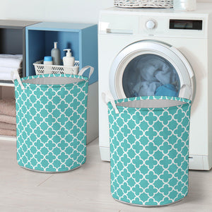 Turquoise Quatrefoil Laundry Basket Storage Bin