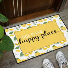Load image into Gallery viewer, This Is Our Happy Place Lemon Pattern Welcome Mats
