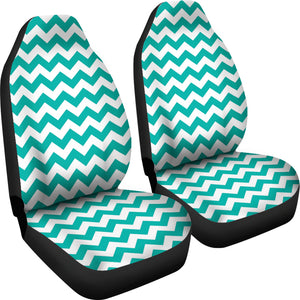 Teal and White Chevron Pattern Car Seat Covers