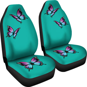 Turquoise Car Seat Covers With Purple Blue Butterflies