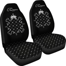 Load image into Gallery viewer, Queen Tufted Black and Silver Car Seat Covers Set
