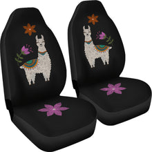 Load image into Gallery viewer, Llama Seat Covers Chalky Style Black Flowers Car Seat Covers
