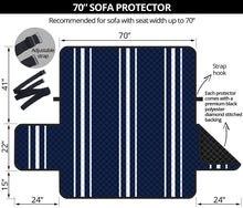 Load image into Gallery viewer, Navy Blue With White Stripes On Sofa Protector Slipcover For Up To 70&quot; Seat Width Couches
