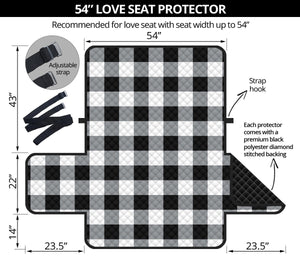 Buffalo Check Loveseat Slipcover Protector 54" Seat Width Black, White and Gray