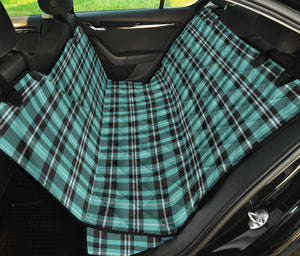 Turquoise and Black Plaid Back Bench Seat Cover For Pets