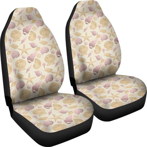 Subtle Lilac and Sand Colored Seashell Pattern on Antique White Car Seat Covers Set