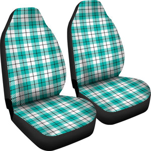 Teal, White and Black Plaid Car Seat Covers Set