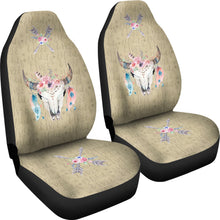 Load image into Gallery viewer, Wild and Free Dark Tan Boho Cow Skull Car Seat Covers
