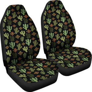 Drab Green and Gold Cactus Pattern Car Seat Covers Set