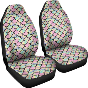 Pink, Green, and Purple Iridescent Mermaid Scales Watercolor Car Seat Covers