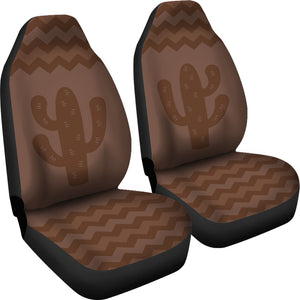 Brown Chevron With Cactus Design Car Seat Covers