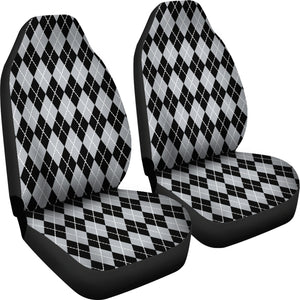 Black and Silver Argyle Car Seat Covers
