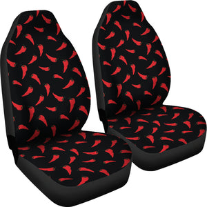 Black With Red Chili Pepper Pattern Car Seat Covers Set