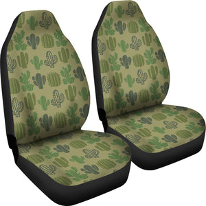 Green Cactus Pattern Car Seat Covers Set of 2
