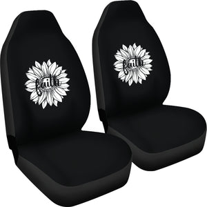 Black White Faith Sunflower Car Seat Covers Set