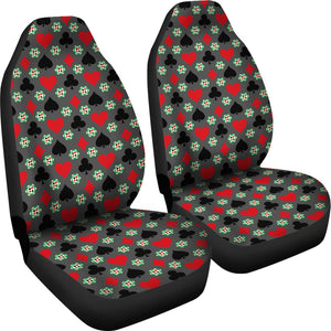 Gambling Casino Pattern Car Seat Covers Gray Red and Black