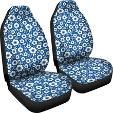 Load image into Gallery viewer, Classic Blue Car Seat Covers With White Flowers and Rain Drops
