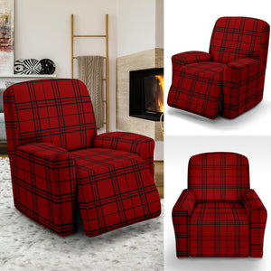 Red and Black Plaid Pattern Stretch Recliner Cover