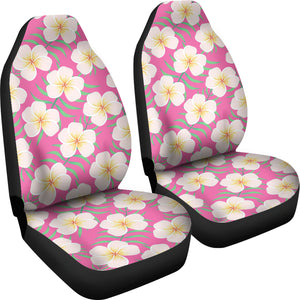 Pink With Frangipani Plumeria Hawaiian Island Flower Pattern Car Seat Covers