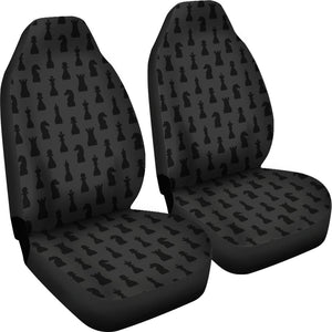 Gray and Black Chess Piece Pattern Car Seat Covers