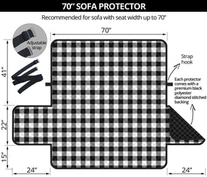Black White Buffalo Plaid 70" Sofa Couch Protector