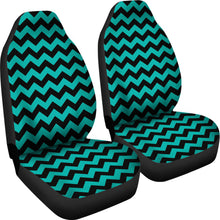 Load image into Gallery viewer, Teal and Black Chevron Car Seat Covers Set
