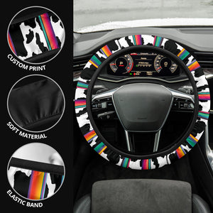 Cow With Serape Pattern Steering Wheel Cover