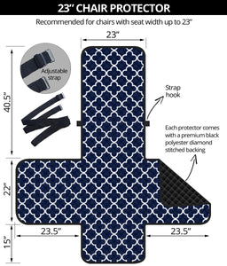 Navy and White Quatrefoil Pattern Furniture Slipcover Protectors Medium