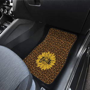 Leopard Print Floor Mats With Faith Sunflower Design Front Mats Only